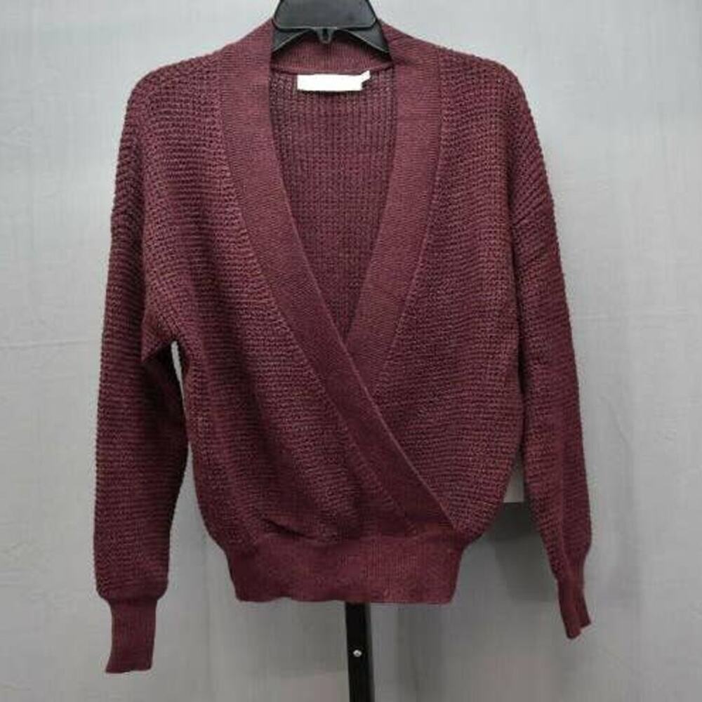 ASTR The Label Stephanie Faux Wrap Sweater - Women's Size S - Burgundy NEW